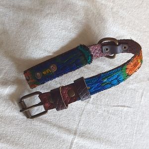 Mexican Leather Floral Embroidered Dog Collar